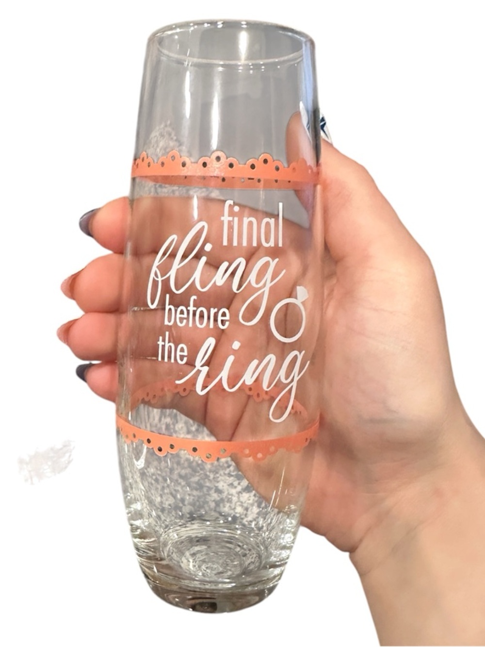 Final Fling Before the Ring Champagne Flute - Coral Accent